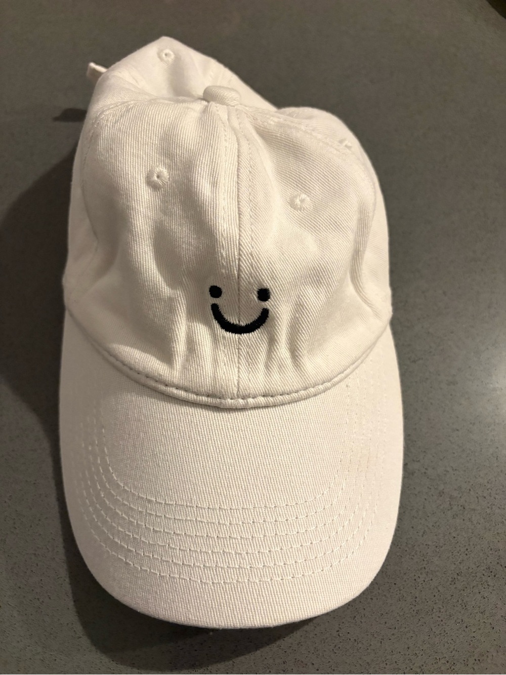 Smiley Face White Baseball Cap